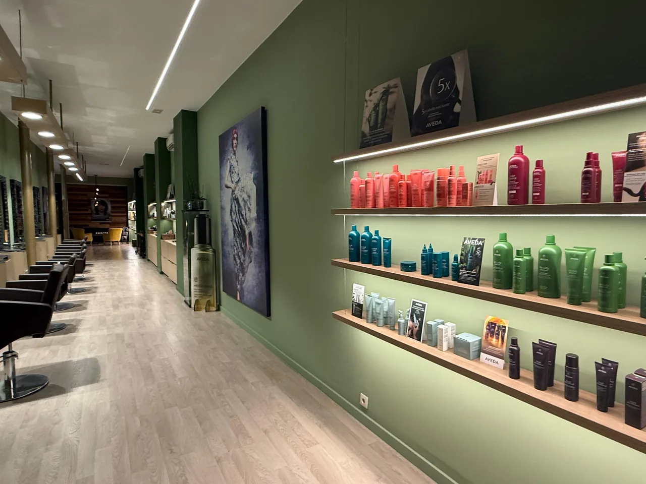 AVEDA products on the salon shelves